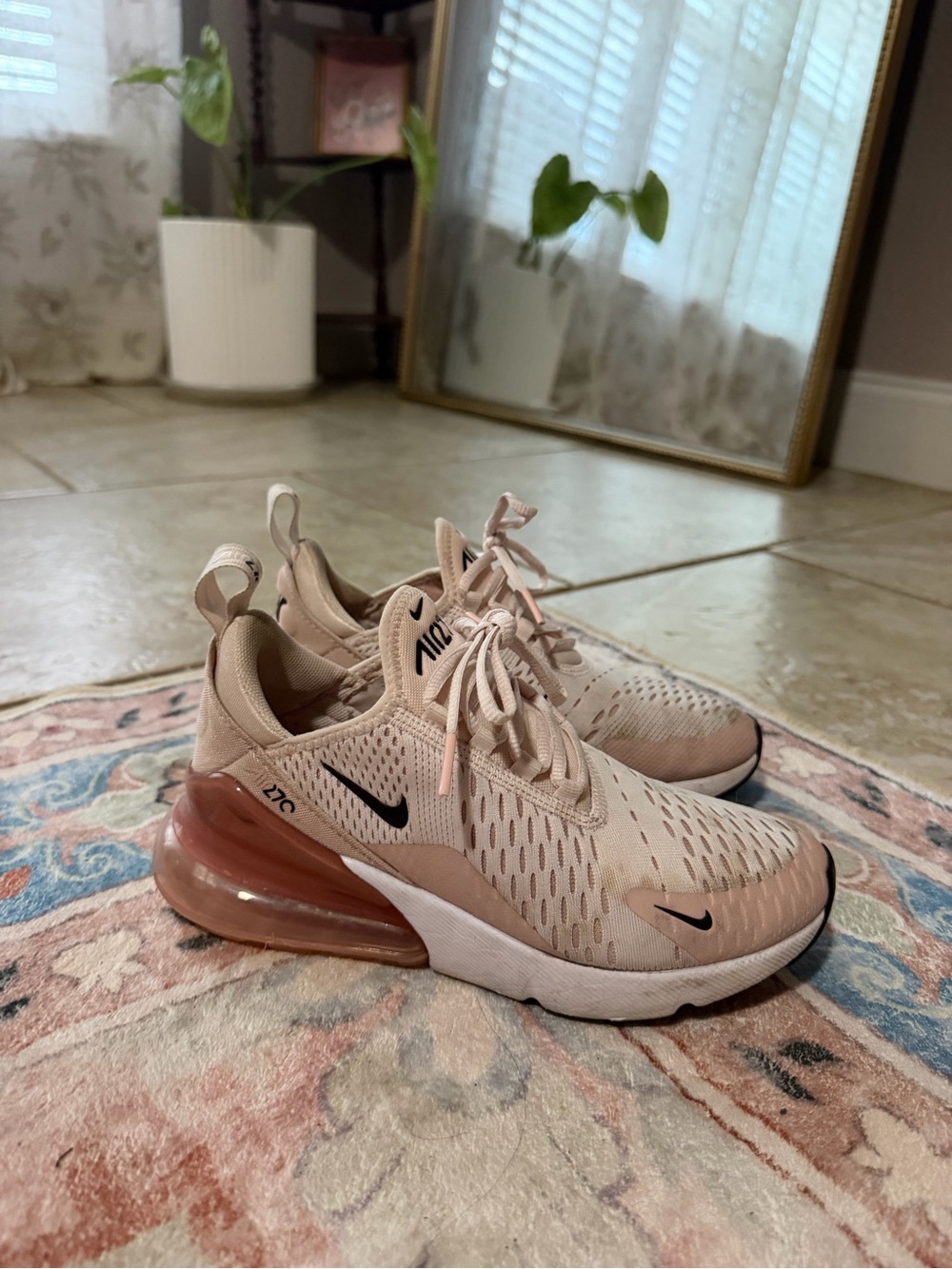 Nike Women's Air Max 270 Sneakers - Blush Pink and Black